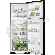 Холодильник Hitachi HRTN7489DF GBKCS черный стекло двухкамерный инвертер 345/105л морозилка сверху, No Frost