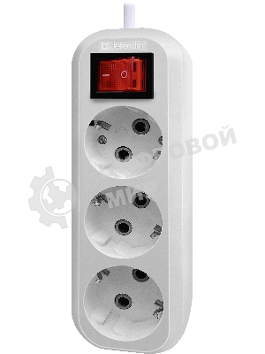 Удлинитель с заземлением Defender L330 16 А, 5 м, заземление, выключатель
