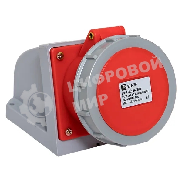 Розетка стационарная наружная EKF 1152 ps-1152-16-380 PROxima 3Р+РЕ+N 16А 380В IP67