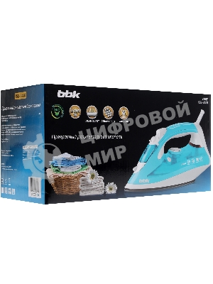 Утюг BBK ISE-2400 бирюзовый/белый, 2400 Вт, 35 г/мин, 140 г/мин, 280 мл