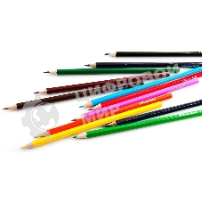 Карандаши цветные Silwerhof Веселые друзья 2.65мм, шестигранный профиль, дерево, ассорти, 12 цветов, коробка с европодвесом