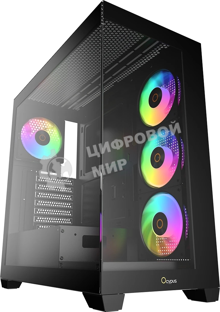 Компьютерный корпус Ocypus Gaммa C72 BK ARGB ATX/win/black/4 ARGB fans/no PSU/Tempered Glass