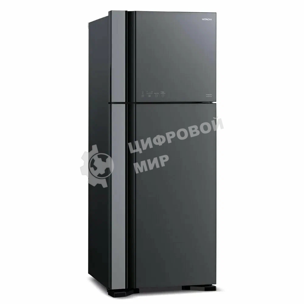 Холодильник Hitachi HRTN7489DF GGRCS серый стекло двухкамерный инвертер 345/105л морозилка сверху, No Frost
