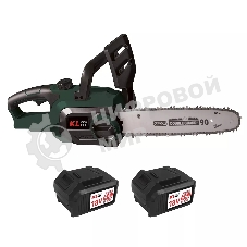 Профессиональная аккумуляторная цепная пила KLPRO KLBOM18B-50 (18В, Li-ion-2шт 5,0А·ч, ЗУ 4,5А 3600об/мин, 10”)