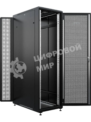 Шкаф серверный NTSS Премиум (NTSS-R42U80100PD/PDD-BL) напольный 42U 800x1000 мм пер. дв. перфор. металл 900 кг серый 910 мм 160 кг 1987 мм IP20 сталь