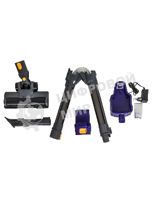 Пылесос вертикальный SUPRA VCS-5084 серый/синий, питание от аккумулятора, 350 Вт, уборка сухая, пылесборник 0.6 л, работа от АКБ max 30 мин.