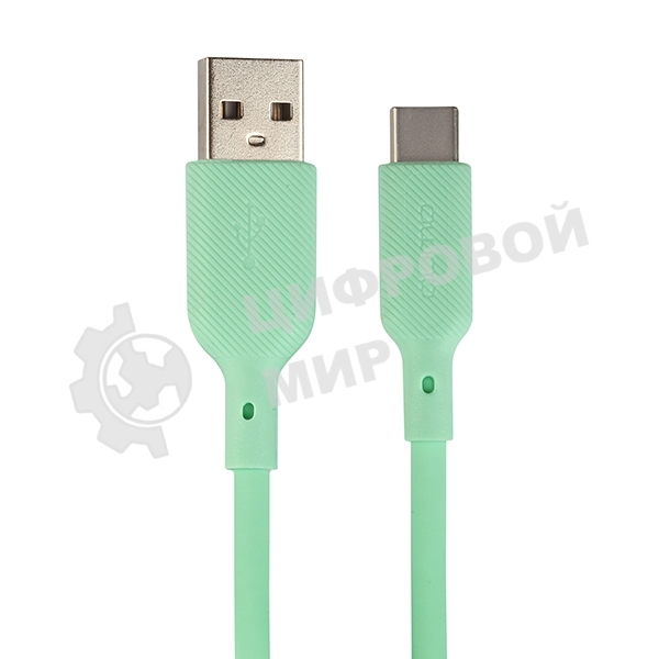 Кабель USB-A to Type-C, silica gel, 1м, 3A, 18W (gren)