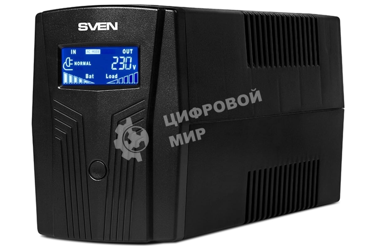 Источник бесперебойного питания SVEN Pro 650 650VA/390W LCD, USB, RJ-45 (2 EURO)