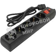 Сетевой фильтр Buro 500SH-1.8-UPS-B 1.8 м, 5 розеток, черный, коробка