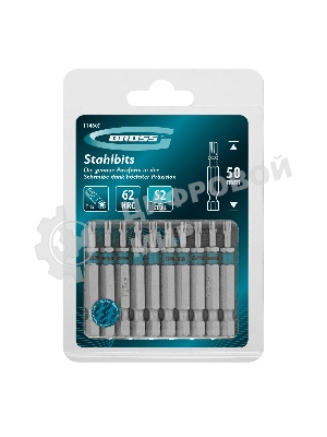 Бита Gross 114609 Torx 15х50 мм, сталь S2, шестигр., 10 шт.