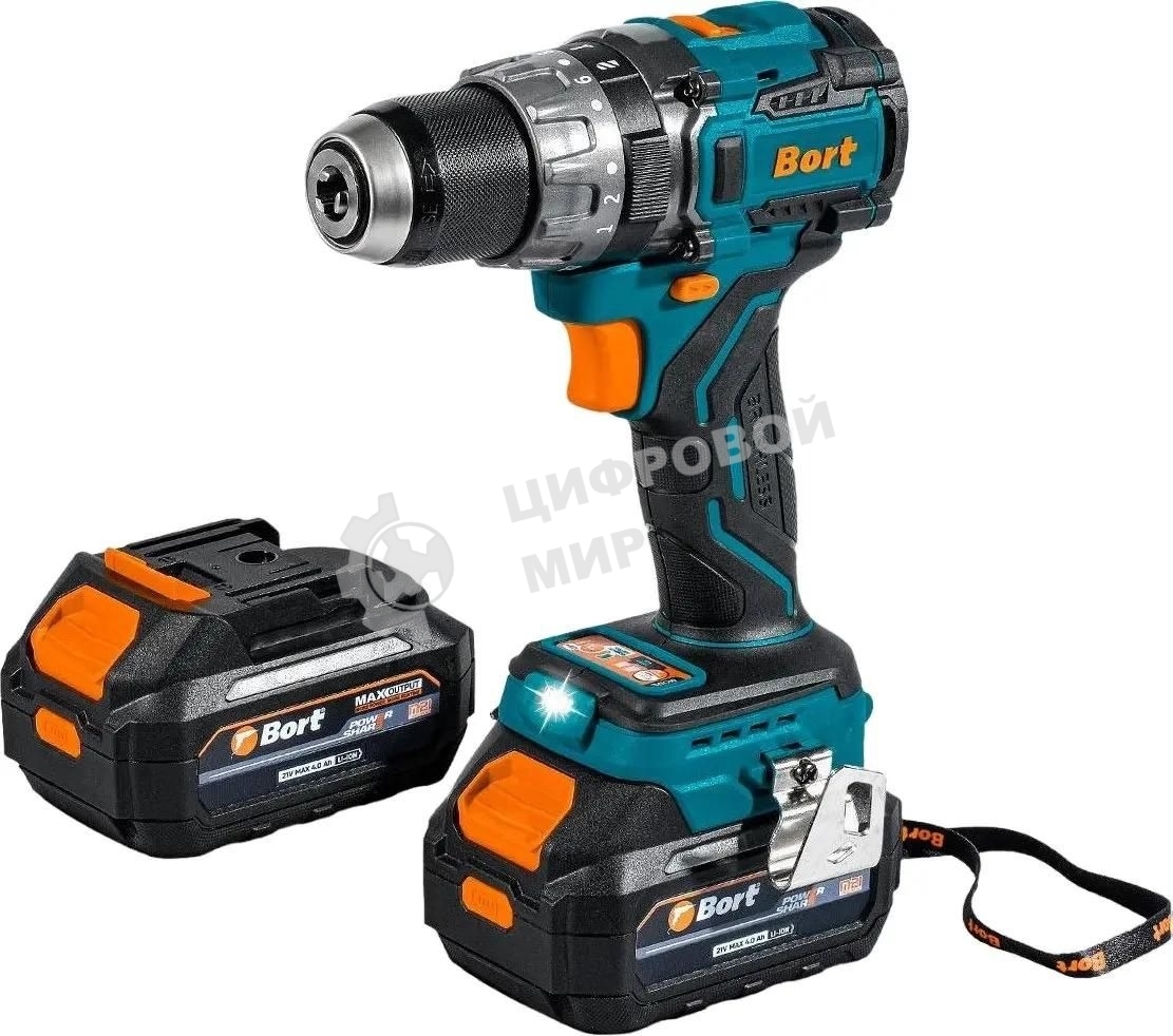 Дрель-шуруповерт Bort BAB-21U, 18 В, 4 Ач, 100 Нм, бесщеточный