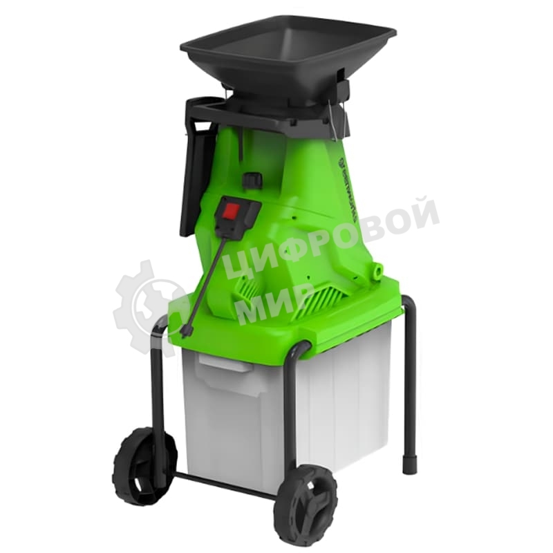 Измельчитель садовый электрический GreenWorks GW-2800SD, 220 В, 2800 Вт с контейнером (2208007)