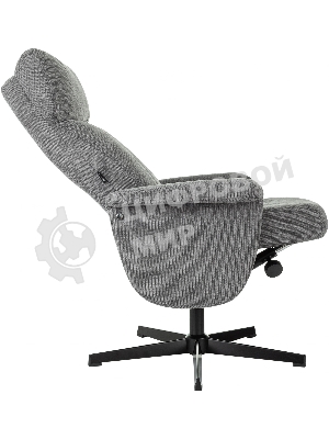 Кресло для дома Бюрократ Baron с пуфом серый, металл черный крестов. (BARON/GREY)