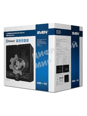 Акустическая система 2.0 SVEN MC-10, чёрный, мощность 2x25Вт (RMS), FM-тюнер, USB/microSD, дисплей, пульт ДУ, Bluetooth SVEN MC-10, чёрный, акустическая система 2.0, мощность 2x25Вт (RMS), FM-тюнер, USB/microSD, дисплей, пульт ДУ, Bluetooth