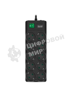 Сетевой фильтр SVEN SF-10E-16 1,8 м (10 розеток) черный
