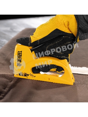 Степлер пластиковый Denzel скобы в комплекте, тип 53, 6-10 мм