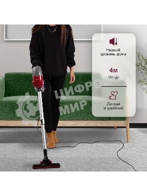 Пылесос вертикальный Kelli KL-8021 красный, питание от сети, 300 Вт, уборка сухая, пылесборник 1 л