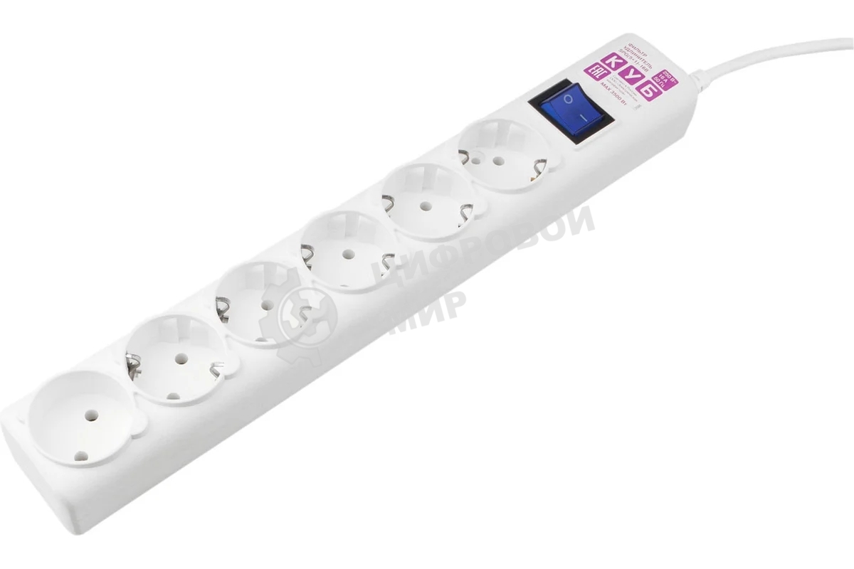 Сетевой фильтр PowerCube, PC 5 м 6 р, белый, 16А, SPG6-A2