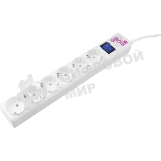 Сетевой фильтр PowerCube, PC 5 м 6 р, белый, 16А, SPG6-A2