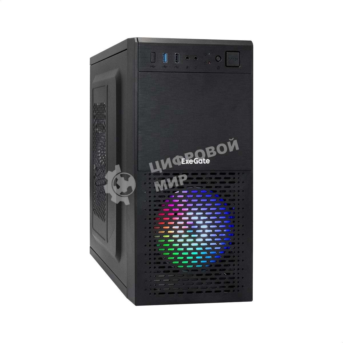 Компьютерный корпус Minitower ExeGate mEVO-7807-XP500 (mATX, БП XP500 с вент. 12см, 1*USB+1*USB 3.0, черный, 1 вент. 12см с RGb подсветкой)