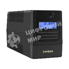 Источник бесперебойного питания ExeGate Smart LB-500.LCD.AVR.2SH (500VA/300W, LCD, AVR, 2*Schuko, батарея 12V 4.5Ah, черный)