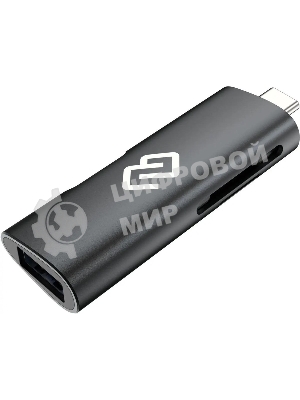 Кард-ридер Digma CR-СU2522-G/серый/SD/TF/micro-SD/micro-SDXC/miсro-SDHC/USB 2.0/USB Type-C/алюминий