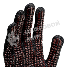 Перчатки трикотажные Сибртех, синтетическая нить, ПВХ-гель точка, черный, L, 13 класс