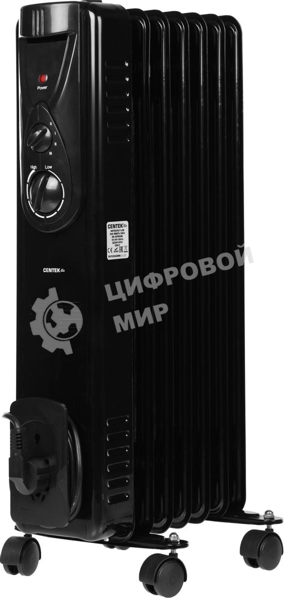 Обогреватель масляный Centek CT-6200 (7 секций) черный, 700/1000/1500Вт, 3 режима, механический термостат