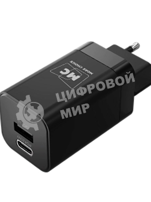 Сетевое зарядное устройство MORE CHOICE NC85 1USB+1Type-C 3.0A PD 20W+QC3.0, черный