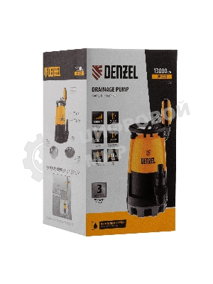 Дренажный насос Denzel DP-600S для чистой и грязной воды, 600 Вт, напор 7 м, 13000 л/ч