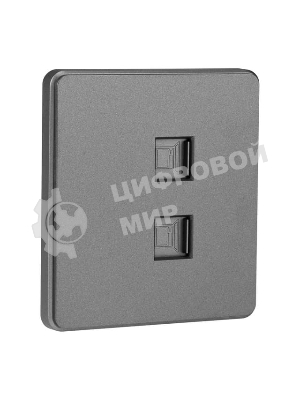 Розетка Kranz ROUND компьютерная двойная RJ45+RJ45 кат6 с/у титан