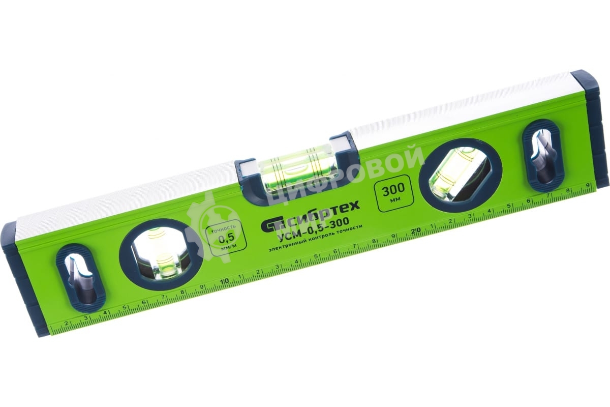 Уровень алюминиевый Сибртех УСМ-0,5-300, фрезерованный, 3 глазка, магнитный, 300 мм