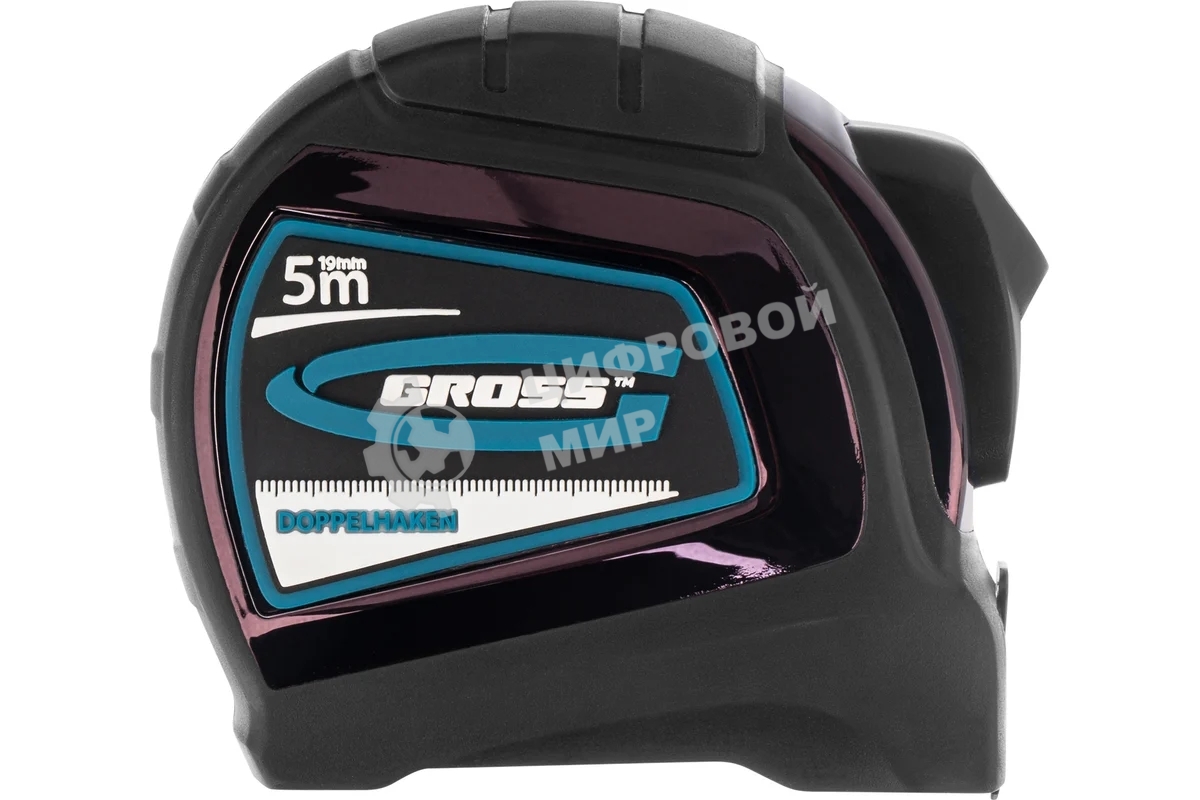Рулетка Gross 31123 ''doppelhaken'' 5 м x 19 мм двухсторонний зацеп нейлон двуст. шкала автоматич
