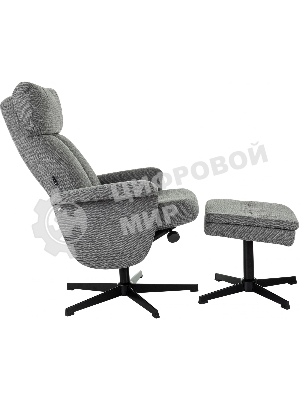 Кресло для дома Бюрократ Baron с пуфом серый, металл черный крестов. (BARON/GREY)