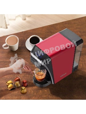 Кофеварка капсульная Kitfort КТ-7227 красный/черный, исп. кофе - капсулы/молотый, 0,8 л, 1400 Вт, 20 бар