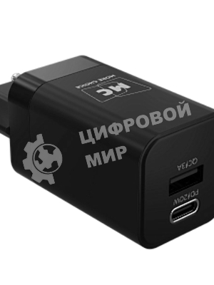Сетевое зарядное устройство MORE CHOICE NC85 1USB+1Type-C 3.0A PD 20W+QC3.0, черный