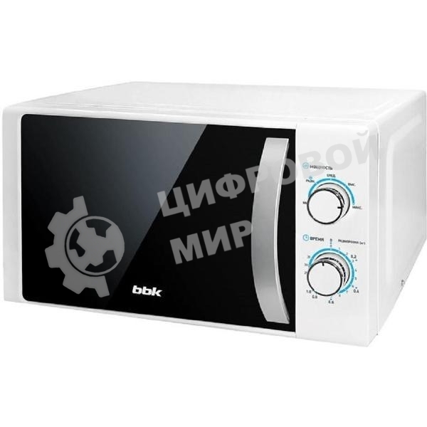 Микроволновая печь BBK 20MWS-711M/WS C белый/серебристый, 20 л, 700 Вт, переключатели - поворотный механизм
