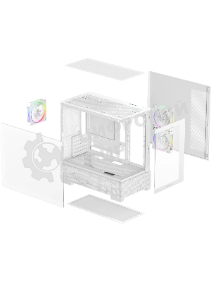 Компьютерный корпус Deepcool CG380 3F WH без БП, боковое окно (панорама), 3x120мм ARGB PWM вентилятора, белый, mATX