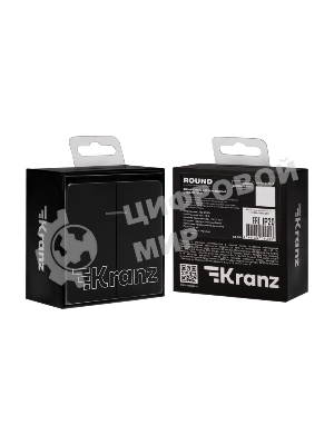 Выключатель Kranz ROUND 2 кл с подсветкой 10А с/у оникс