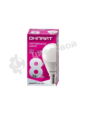 Лампа светодиодная ОНЛАЙТ 61135 OLL-G45-8-230-6.5K-E14