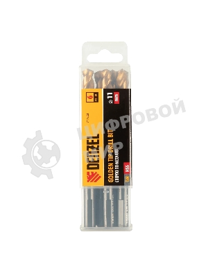 Сверло по металлу Denzel 11 мм, HSS-Tin, Golden Tip, 6 шт.