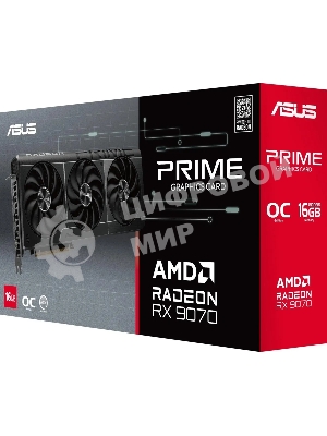Видеокарта Asus PCI-E 5.0 PRIME-RX9070-O16G-EVO AMD Radeon RX 9070 16Gb 256bit GDDR6 2120/20000 HDMIx1 DPx3 HDCP Ret