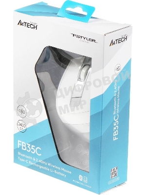 Мышь беспроводная A4Tech Fstyler FB35C белый, 2000 dpi, радиоканал, Bluetooth, USB, кнопки - 6