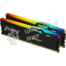 Оперативная память Kingston Fury Beast, DDR5, 64Gb (2x32GB), 5600MHz, CL36, DIMM, радиатор, RGb, черный