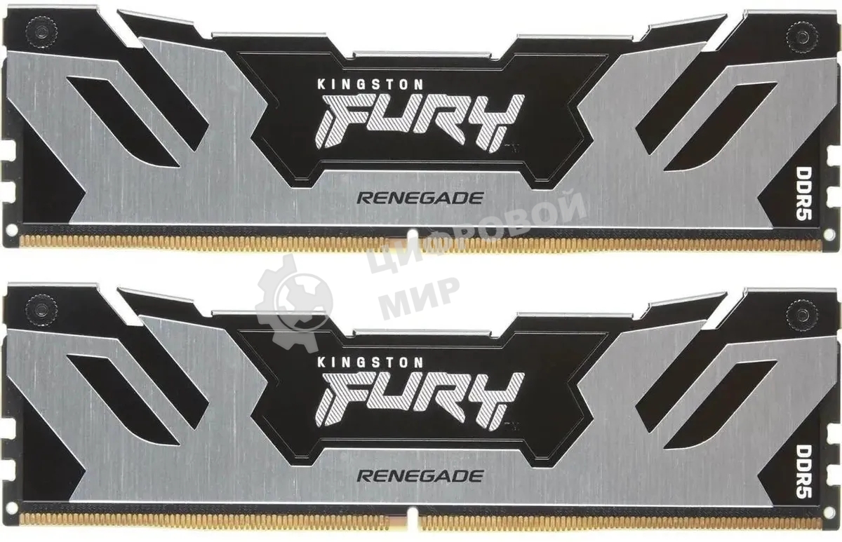 Оперативная память Kingston Fury Renegade, DDR5, 32Gb (2x16Gb), 7600MHz, CL38, DIMM, с радиаторами, серебристый/черный