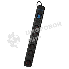 Сетевой фильтр Smartbuy (SBSP-50K-Pro) - 6 роз х 5,0 м - черный