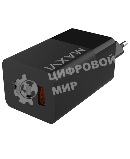 Сетевое зарядное устройство Maxvi A483GN 65W, 1xUSB-A, 2xUSB-C, черный