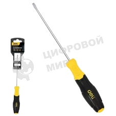 Отвертка шлицевая Deli DL6361251N 6х125мм сталь Cr-V, двухкомпонентная прорезиненная рукоять