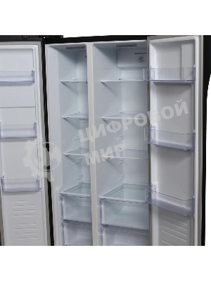 Холодильник Hyundai CS5003F черное стекло двухкамерный 331/165л морозилка сбоку, No Frost, Side by Side