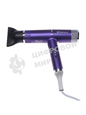 Фен SAKURA SA-4051V фиолетовый/серый, 1600 Вт, компактный